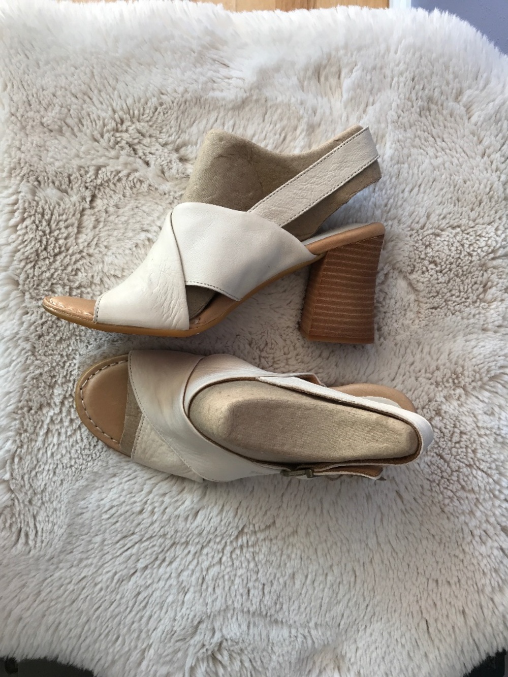 Cream Born heeled sandals size 9